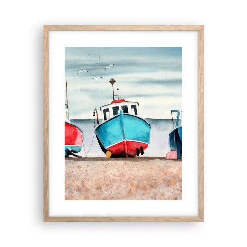 Poster in einem Rahmen aus heller Eiche - Bereit zum Fang - 40x50 cm