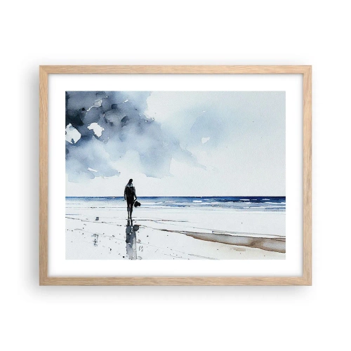 Poster in einem Rahmen aus heller Eiche - Gespräch mit dem Meer - 50x40 cm