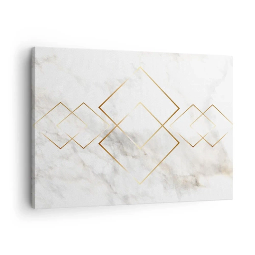Bild auf Leinwand - Leinwandbild - Minimalistische goldene Rauten auf Marmorhintergrund - 70x50cm - Ein Blick in die Unendlichkeit - Moderne Wanddekoration für Wohnzimmer und Schlafzimmer ARTTOR