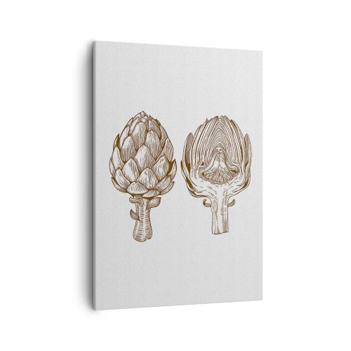 Bild auf Leinwand - Leinwandbild - Vintage Kunstzeichnung einer Artischocke - 50x70cm - Anatomie-Lektion - Moderne Wanddekoration für Wohnzimmer und Schlafzimmer ARTTOR
