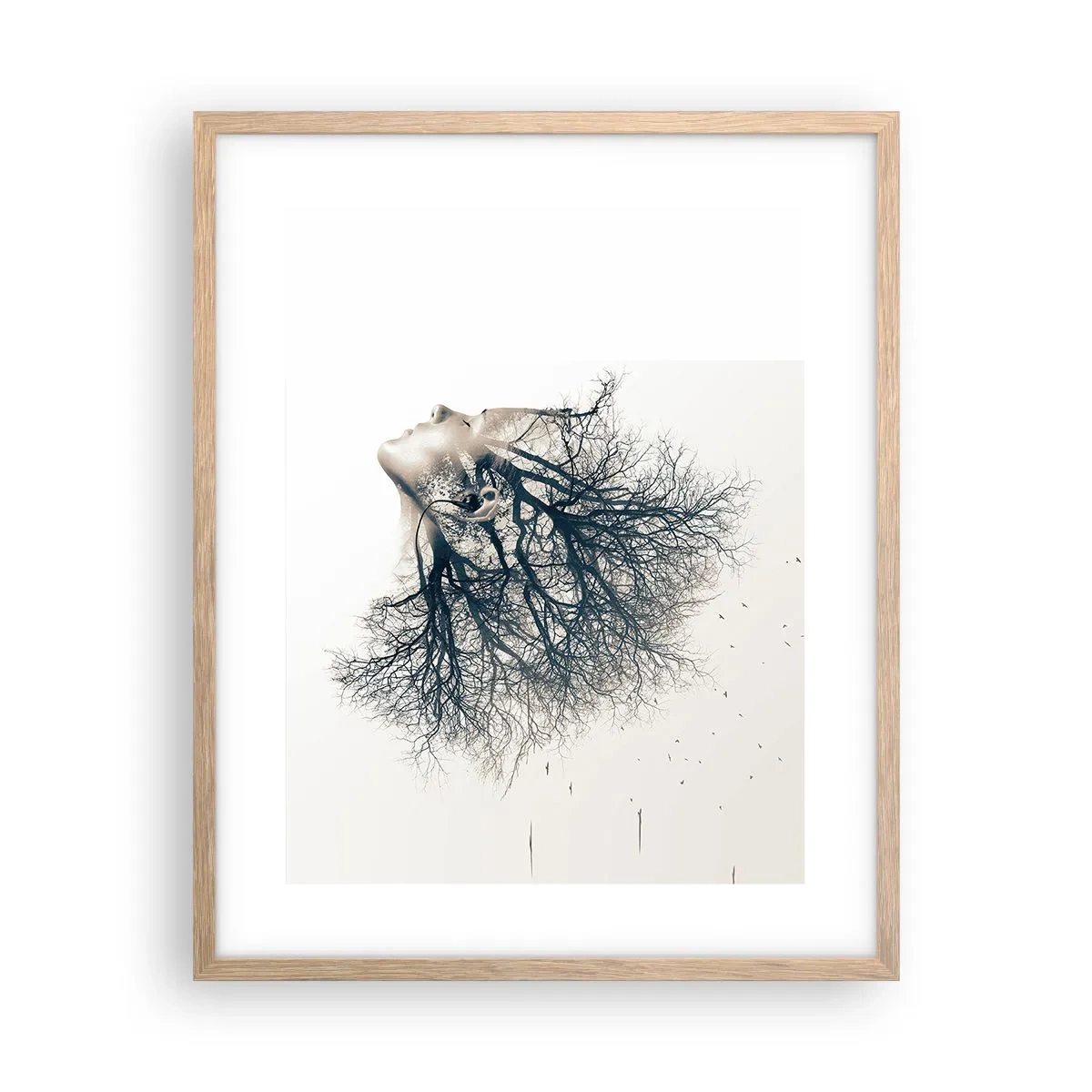 Poster in einem Rahmen aus heller Eiche - Dem Rauschen der Bäume lauschen - 40x50 cm