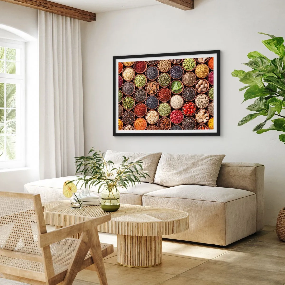 Poster in einem schwarzem Rahmen - Alle Aromen der Welt - 91x61 cm