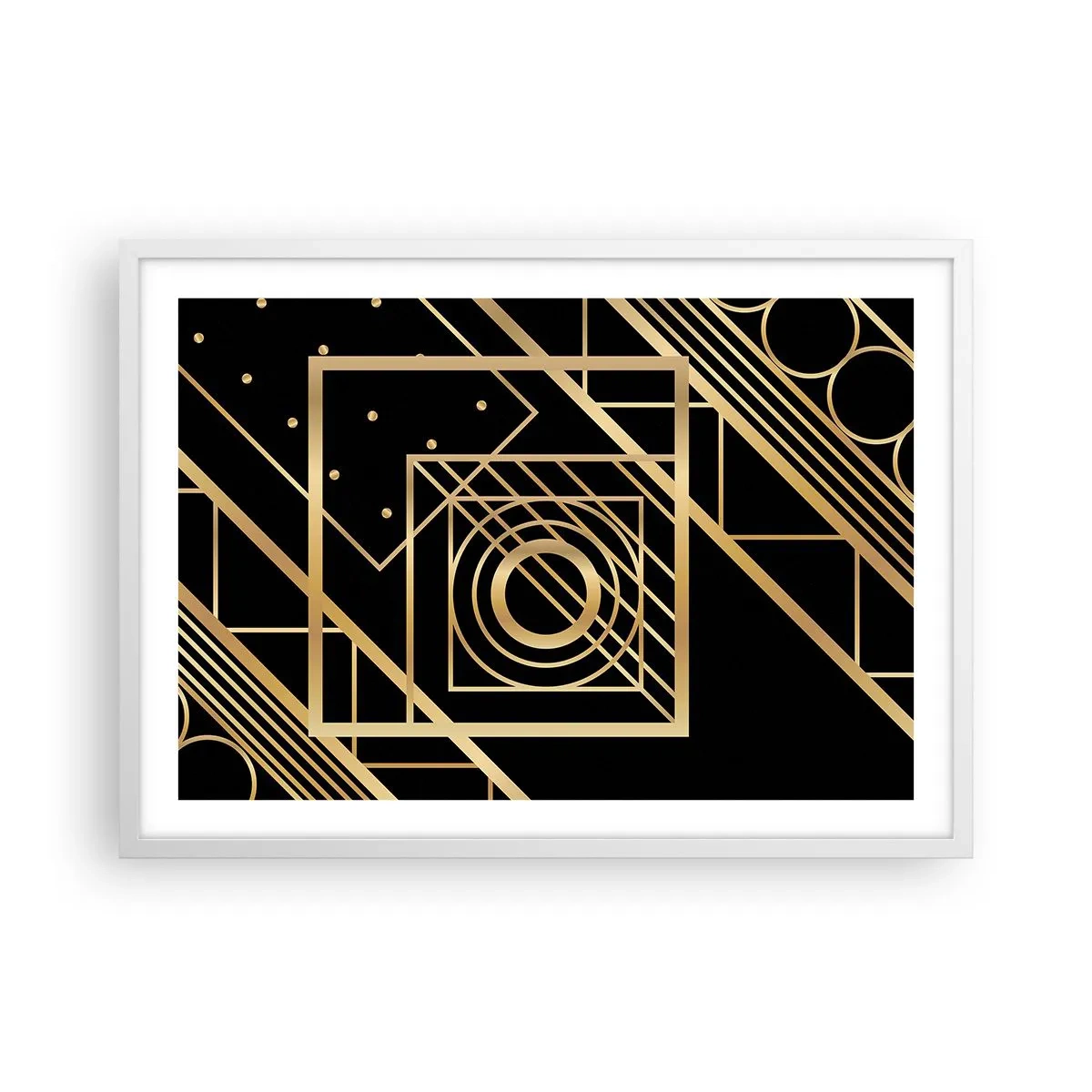 Poster in einem weißen Rahmen - Goldene Geometrie - 70x50 cm