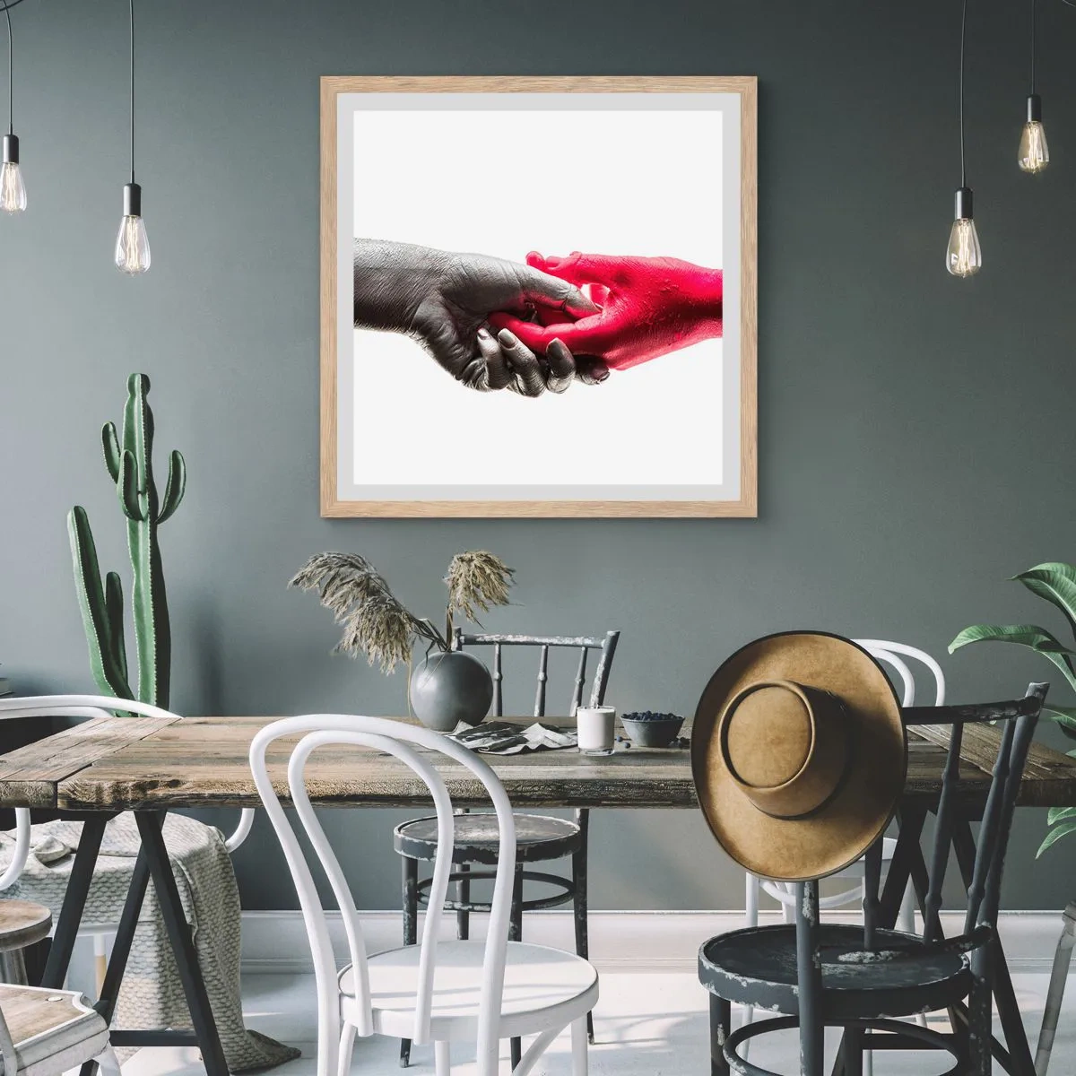Poster in einem Rahmen aus heller Eiche - Gemeinsam, obwohl anders - 60x60 cm