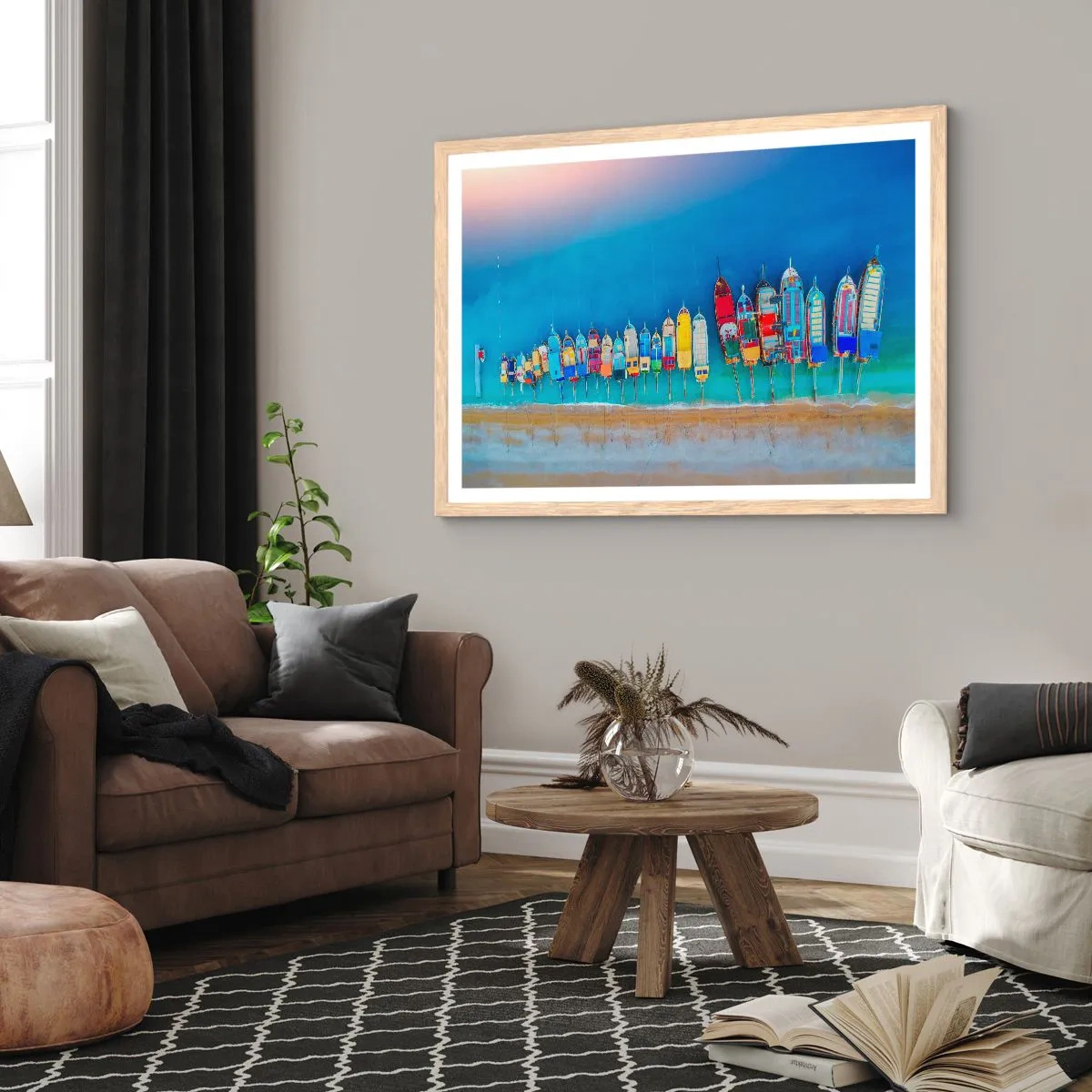 Poster in einem Rahmen aus heller Eiche - Aus der Vogelperspektive - 70x50 cm