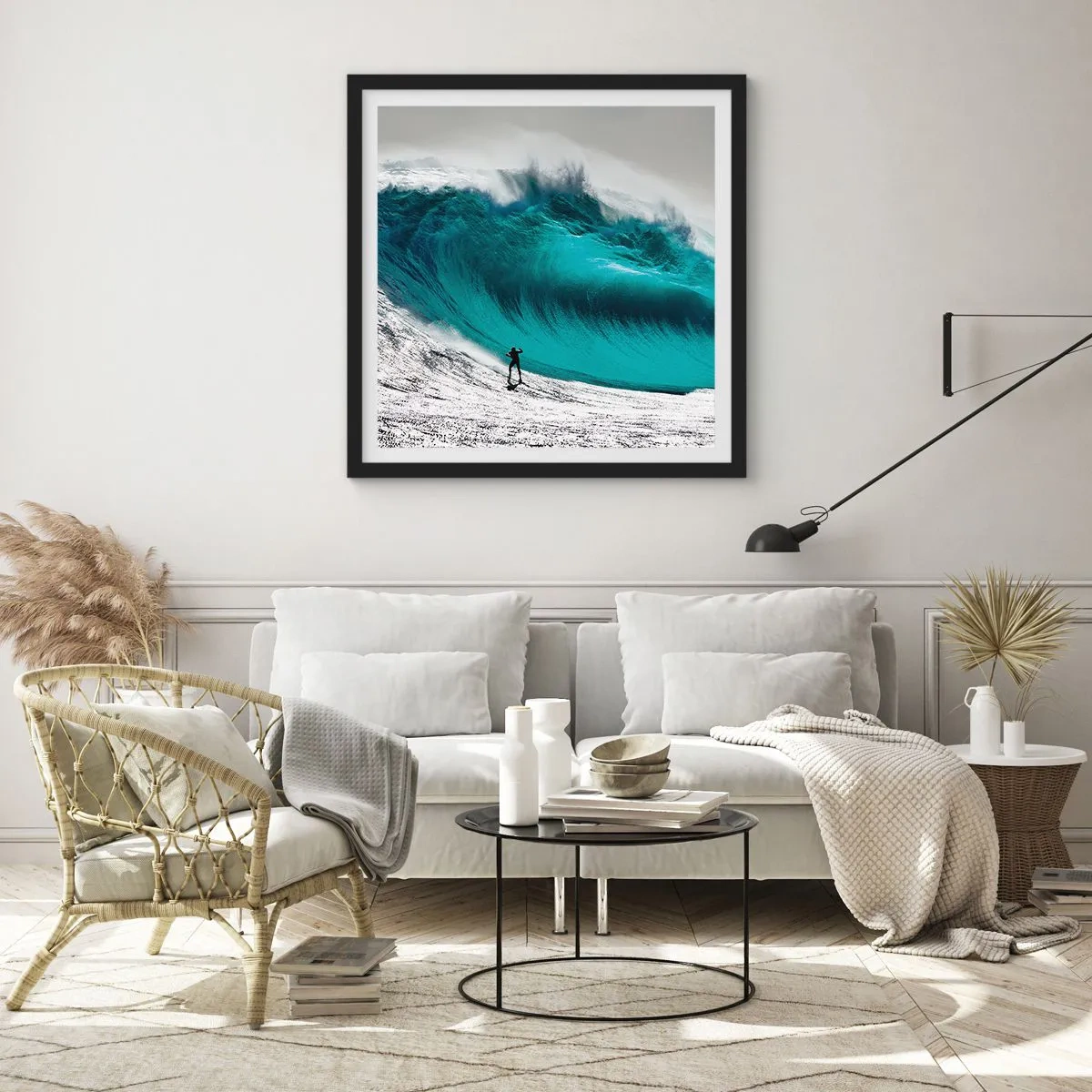 Poster in einem schwarzem Rahmen - Herausforderung angenommen - 60x60 cm