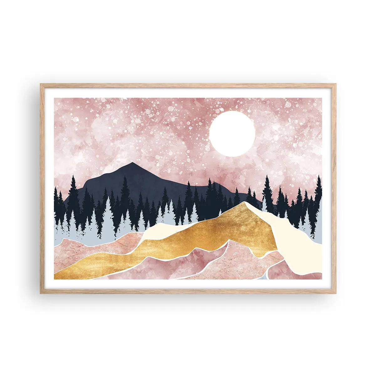 Poster in einem Rahmen aus heller Eiche - Nachtwache - 100x70 cm