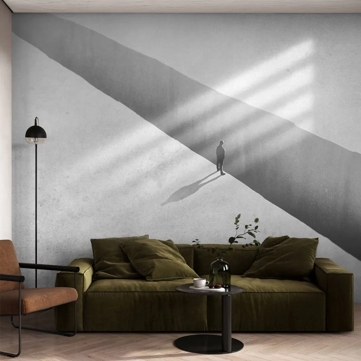 Selbstklebende Fototapete Deluxe Sticker - Klares Ziel - Abgrund, Minimalismus, Mann - 300x210 cm