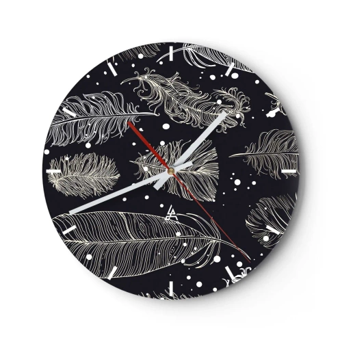 Wanduhr - Glasuhr - Gefiederte Spitze - 40x40 cm