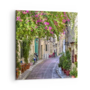 Bild auf Leinwand - Leinwandbild - Blühende Gasse - 50x50 cm