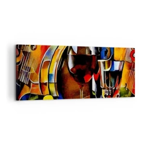 Bild auf Leinwand - Leinwandbild - Abstraktes Stillleben mit Gläsern und Instrumenten - 120x50cm - Und die Welt nimmt Farben an - Moderne Wanddekoration für Wohnzimmer und Schlafzimmer ARTTOR