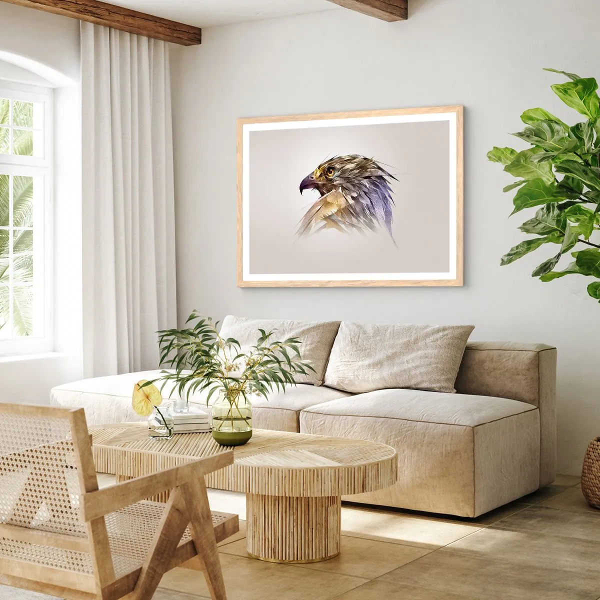 Poster in einem Rahmen aus heller Eiche - Porträt eines Kriegers - 100x70 cm