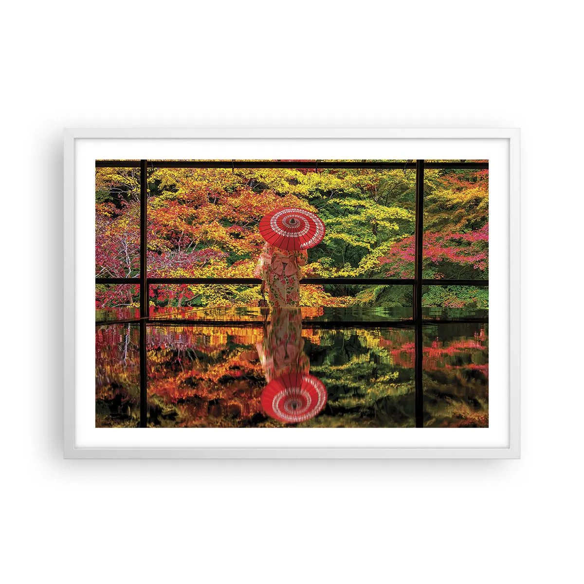 Poster in einem weißen Rahmen - Im Tempel der Natur - 70x50 cm