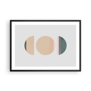 Poster in einem schwarzem Rahmen - Abstrakte geometrische Formen in Pastellfarben - 70x50cm - Ein Rad hinter dem anderen… - Moderne Wanddekoration für Wohnzimmer und Schlafzimmer ARTTOR