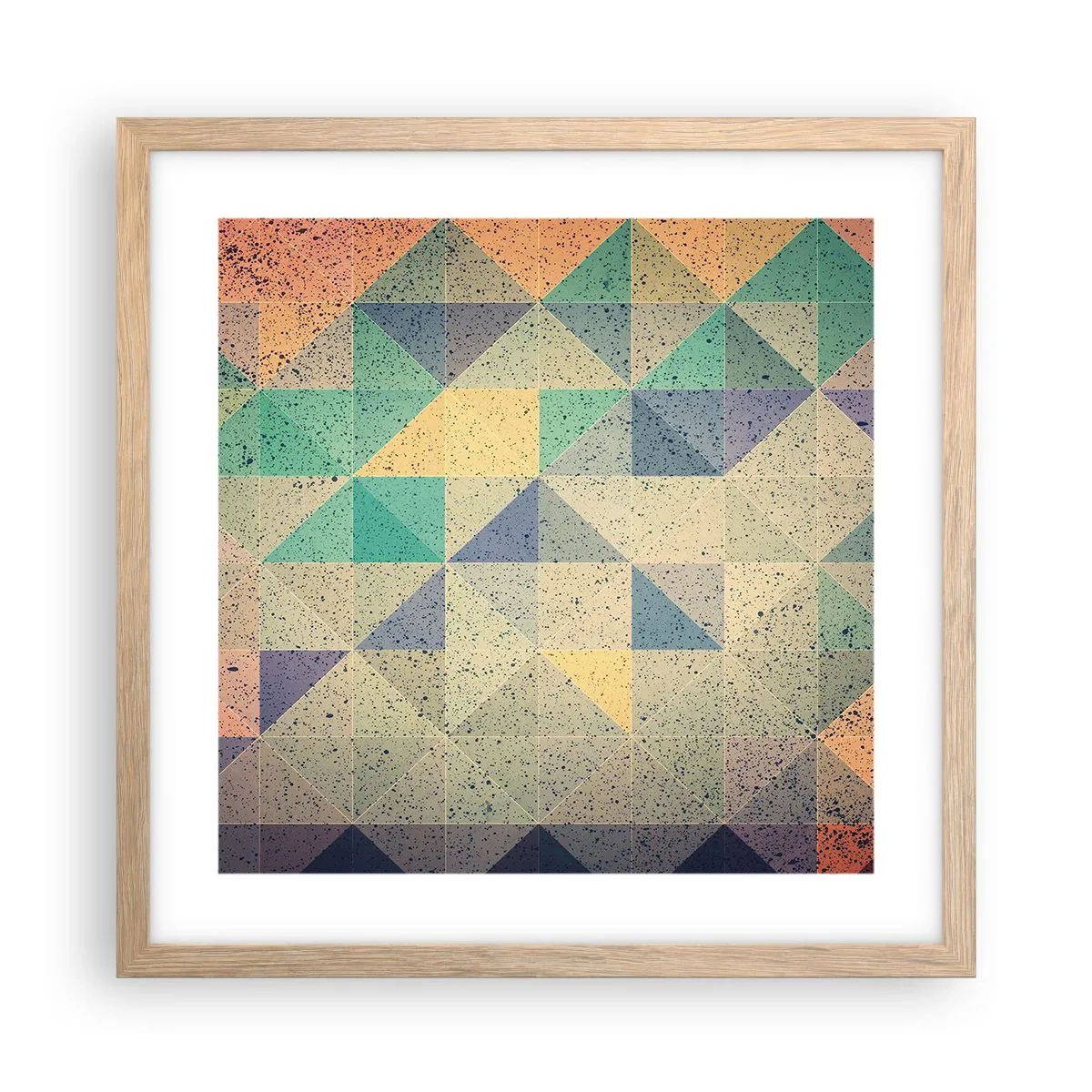 Poster in einem Rahmen aus heller Eiche - Republik der Dreiecke - 40x40 cm
