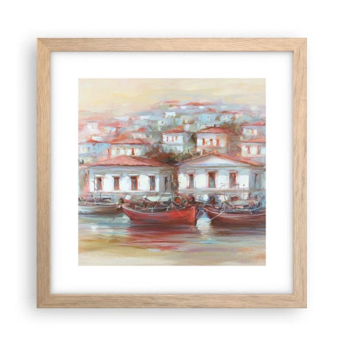 Poster in einem Rahmen aus heller Eiche - Glückliche Stadt - 30x30 cm