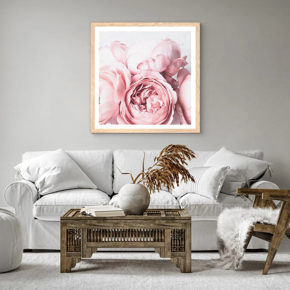 Poster in einem Rahmen aus heller Eiche - Für Romantiker - 60x60 cm