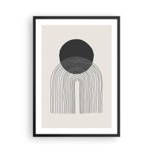 Poster in einem schwarzem Rahmen - Minimalistisches schwarz-weißes Kreis- und Linienmotiv - 50x70cm - Zittern und Vertrauen - Moderne Wanddekoration für Wohnzimmer und Schlafzimmer ARTTOR