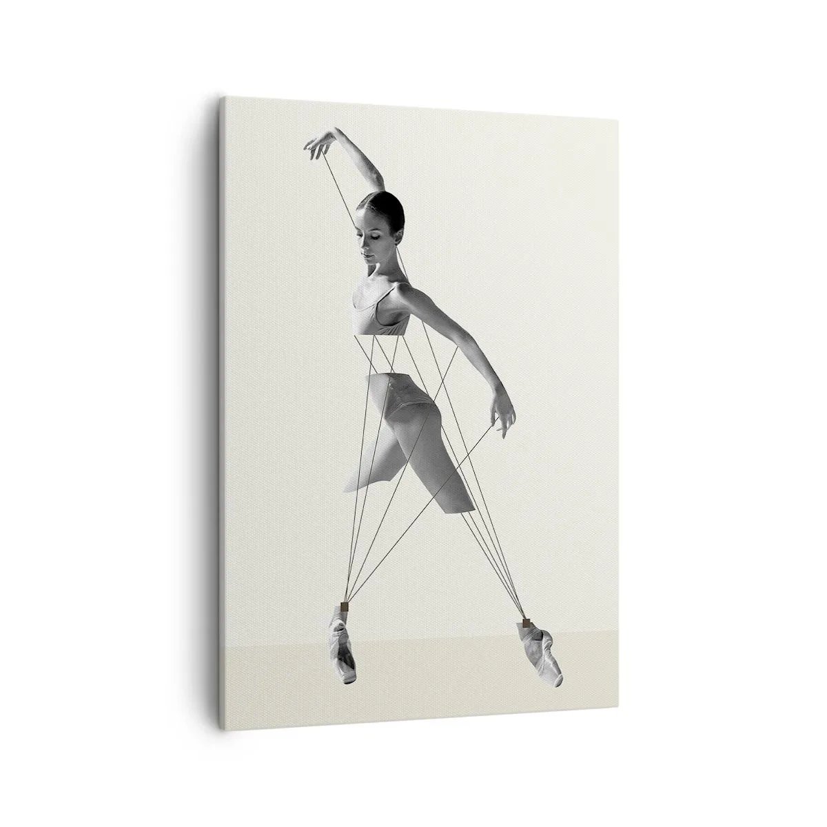 Bild auf Leinwand - Leinwandbild - Ballerina in geometrischer Interpretation mit Linien - 50x70cm - Im Theater der Welt - Moderne Wanddekoration für Wohnzimmer und Schlafzimmer ARTTOR