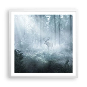 Poster in einem weißen Rahmen - Morgenvisite auf dem Grundstück - 60x60 cm