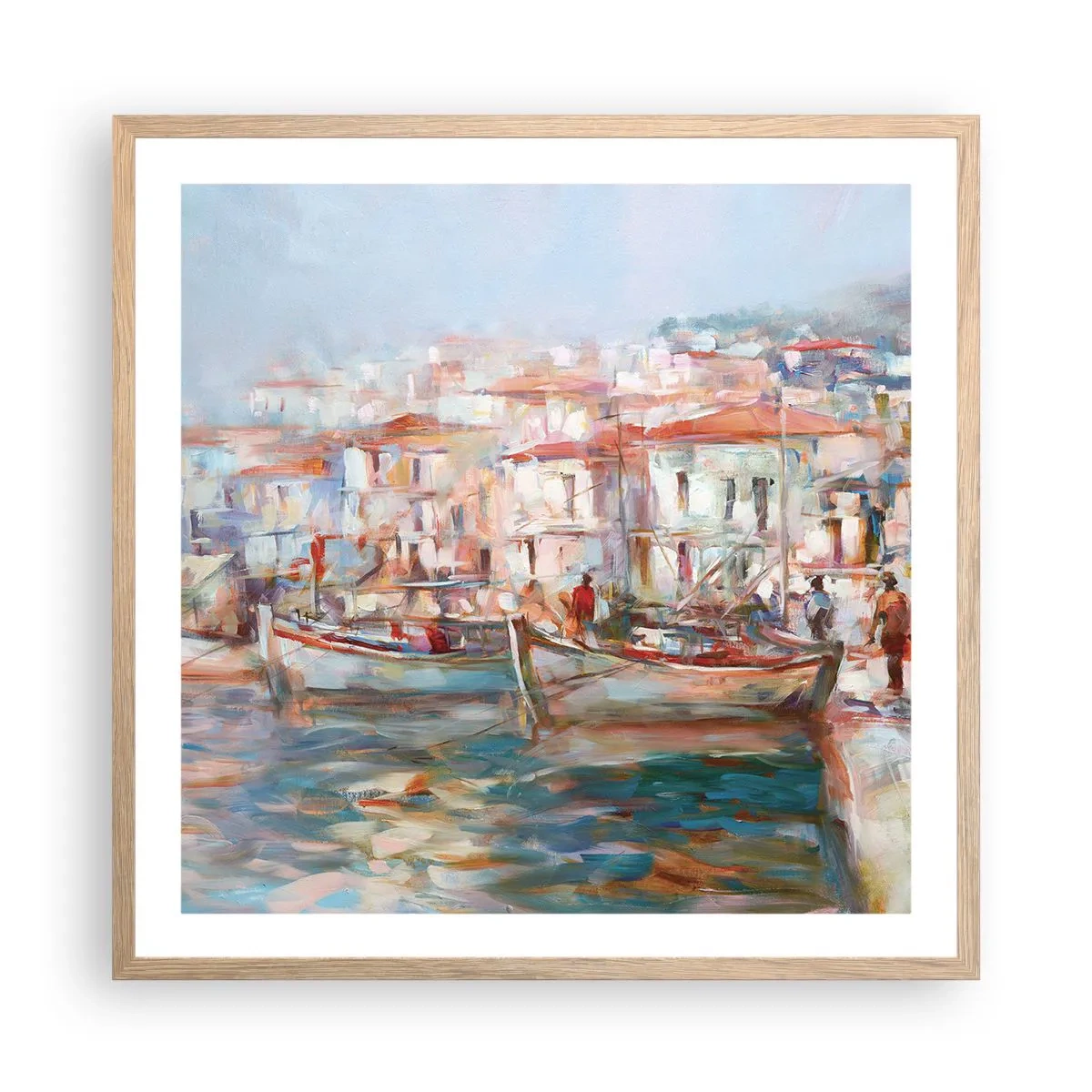 Poster in einem Rahmen aus heller Eiche - Pastell-Sommerferien - 60x60 cm