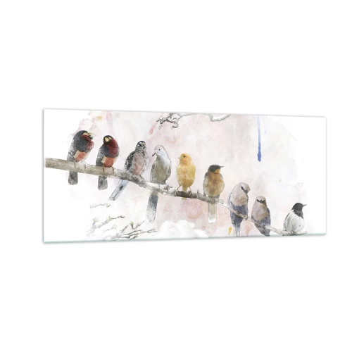 Glasbild - Bild auf glas - Geflügeltes Treffen - 100x40 cm