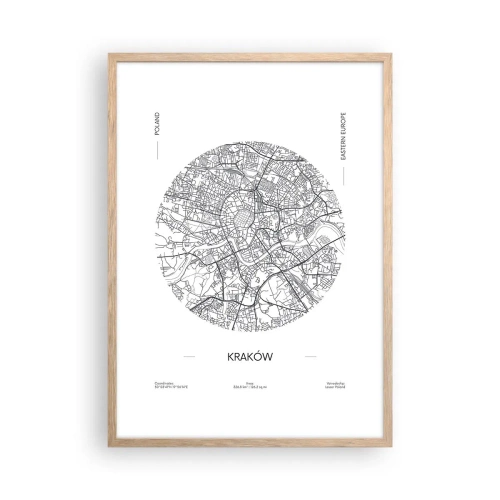 Poster in einem Rahmen aus heller Eiche - Anatomie von Krakau - 50x70 cm