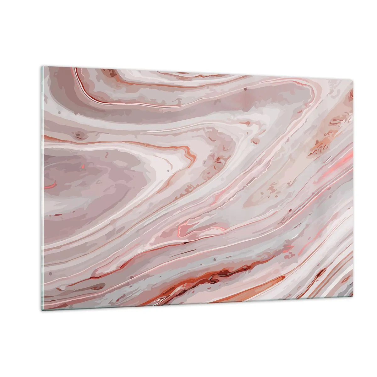 Glasbild - Bild auf glas - Abstraktes Muster in Rosa- und Brauntönen - 120x80cm - Rosa Flüssigkeit - Moderne Wanddekoration für Wohnzimmer und Schlafzimmer ARTTOR