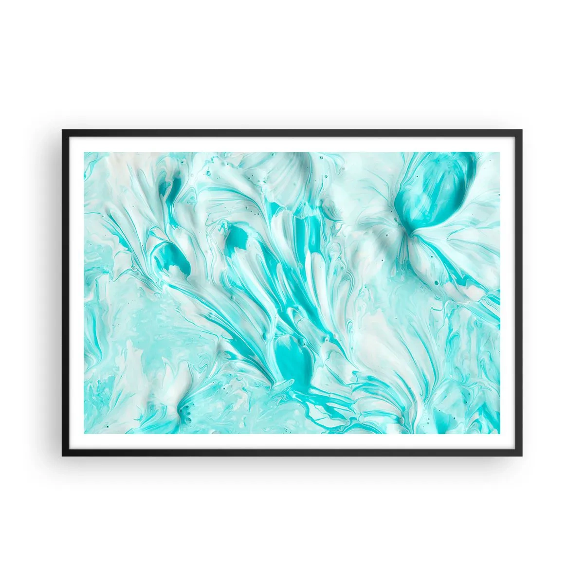 Poster in einem schwarzem Rahmen - Ein abstraktes Motiv in Pastelltönen von Blau und Weiß. - 100x70cm - Für immer zusammen - Moderne Wanddekoration für Wohnzimmer und Schlafzimmer ARTTOR