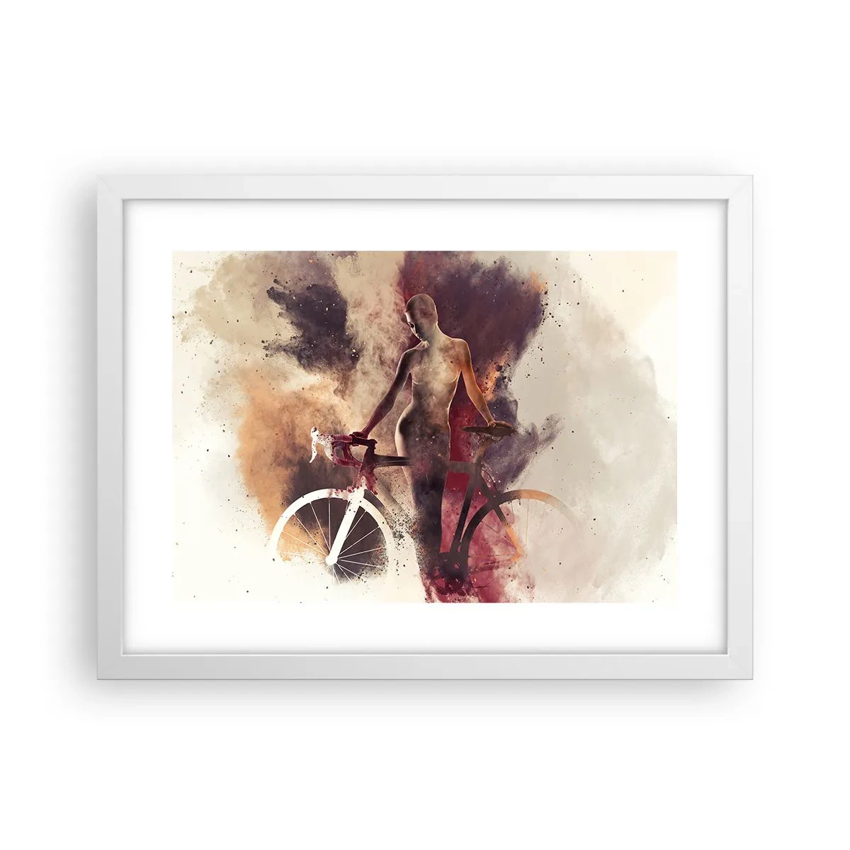 Poster in einem weißen Rahmen - Eine Fahrradseele in Marmorformen - 40x30 cm