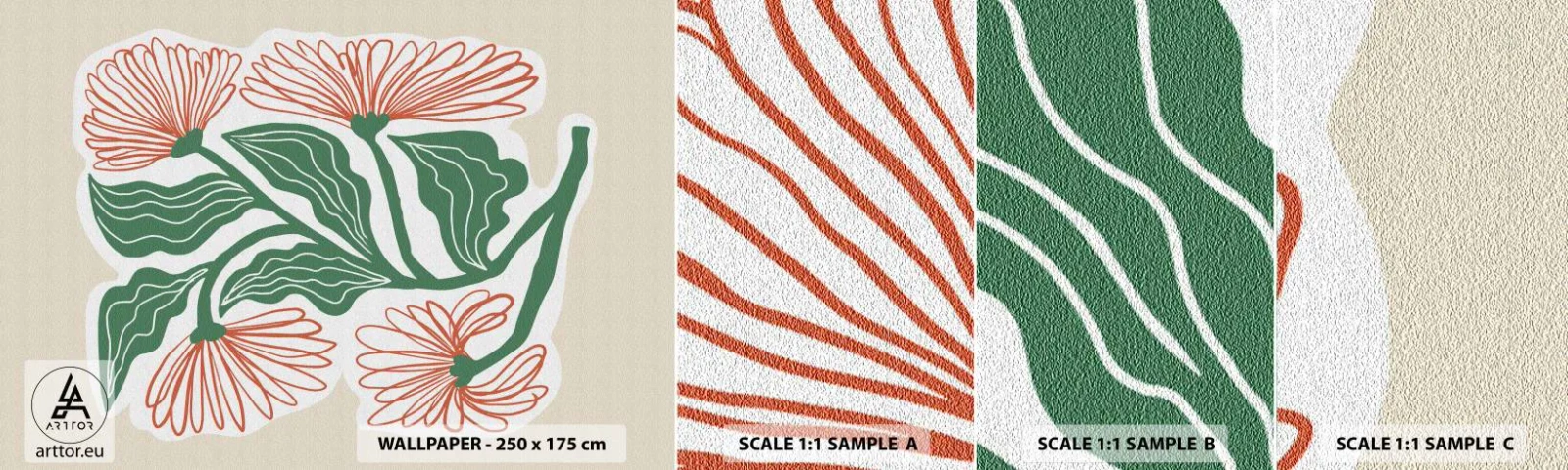 Fototapetenmuster Standard Eco - Im Folkstil und modern - Boho, Blumen, Minimalismus - 100x30 cm