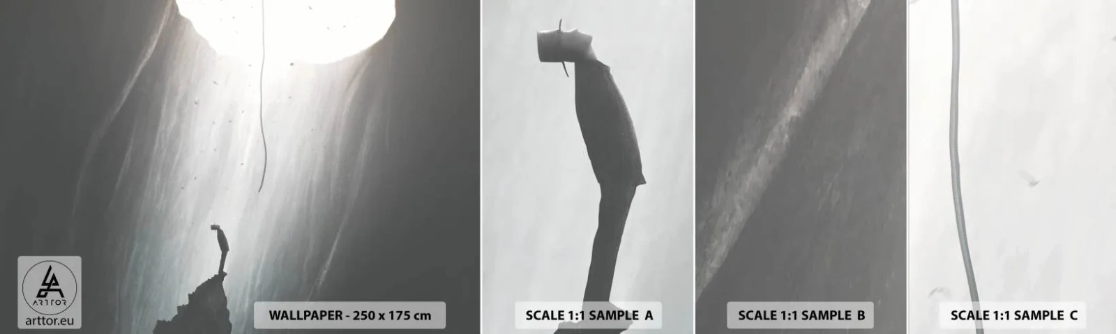 Fototapetenmuster Standard Eco - Es gibt immer einen Ausweg - Höhle, Mann, Klettern - 100x30 cm