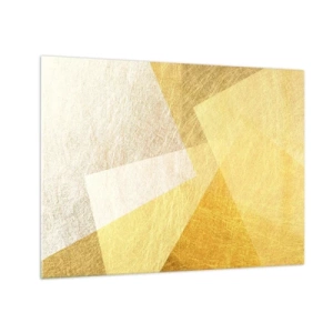 Glasbild - Bild auf glas - Goldene geometrische Formen mit einer metallischen und leichten Textur - 70x50cm - Geometriewetter - Moderne Wanddekoration für Wohnzimmer und Schlafzimmer ARTTOR