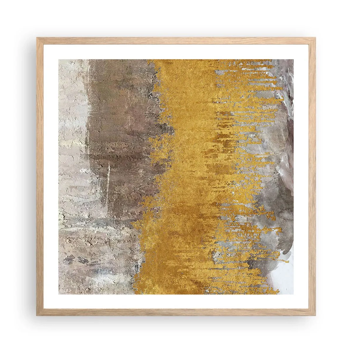 Poster in einem Rahmen aus heller Eiche - Goldene Explosion - 60x60 cm