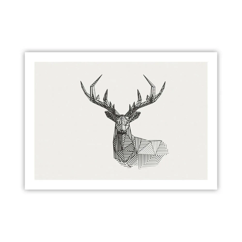 Poster - Ein Hirsch im kubistischen Stil - 70x50 cm