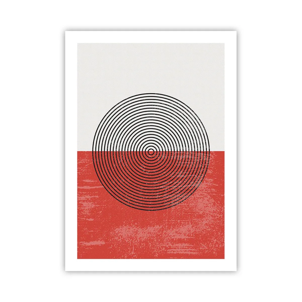 Poster - Geometrische Komposition mit Kreisen auf rot-weißem Hintergrund - 50x70cm - Auf den Punkt gebracht - Moderne Wanddekoration für Wohnzimmer und Schlafzimmer ARTTOR