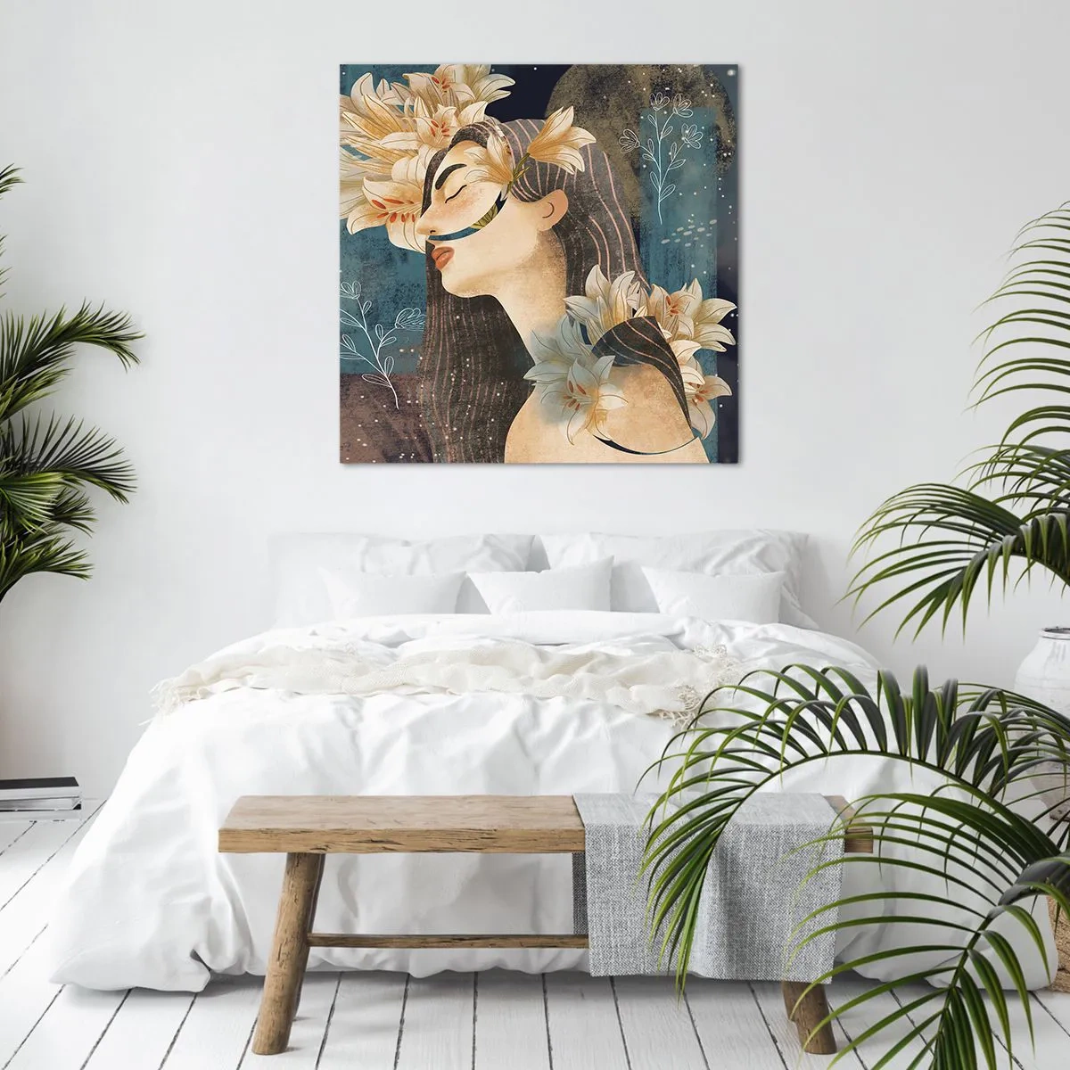 Bild auf Leinwand - Leinwandbild - Ein Märchen über eine Prinzessin mit Lilien - 30x30 cm
