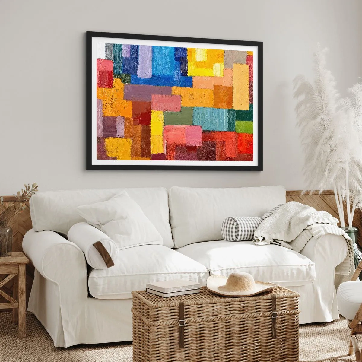 Poster in einem schwarzem Rahmen - Jeder ist anders, alle bunt - 50x40 cm
