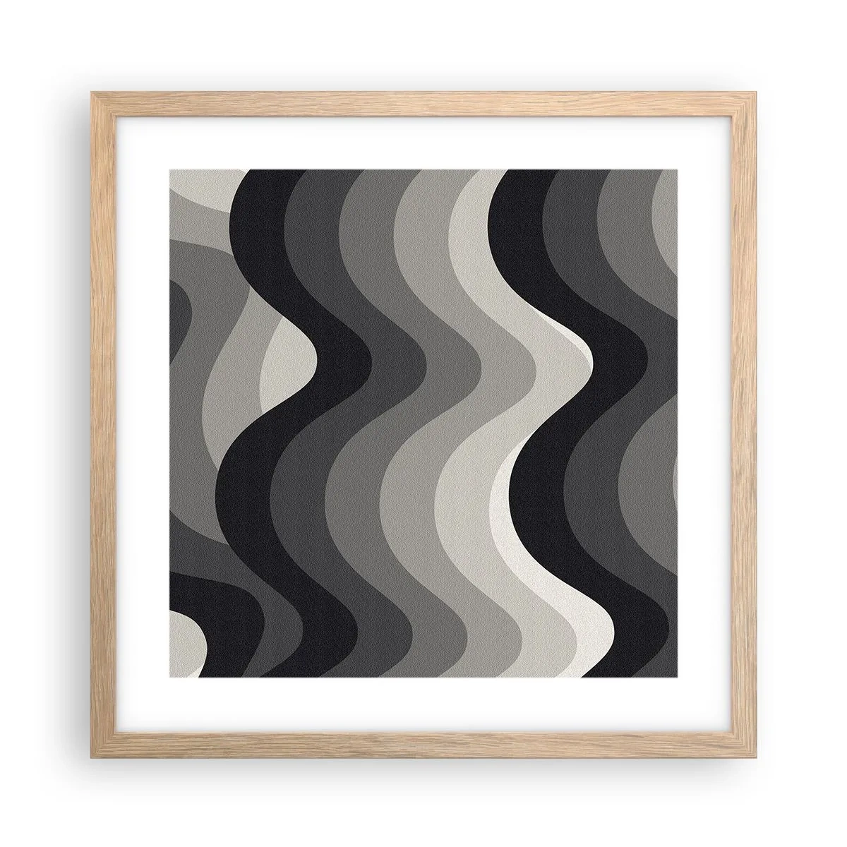 Poster in einem Rahmen aus heller Eiche - Eine Welle nach der anderen - 40x40 cm