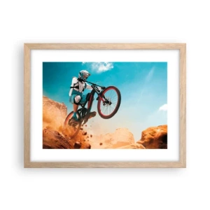Poster in einem Rahmen aus heller Eiche - Fahrrad-Wahnsinn-Dämon - 40x30 cm