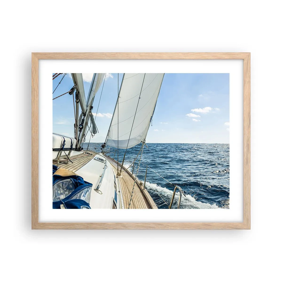 Poster in einem Rahmen aus heller Eiche - Ahoi, Abenteuer - 50x40 cm