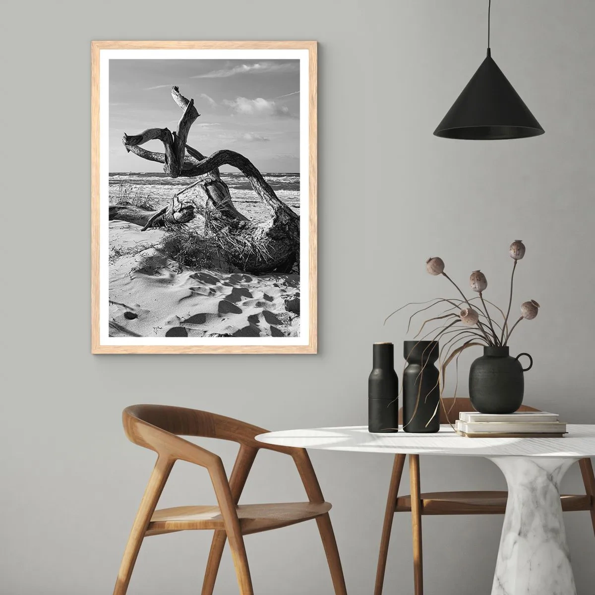 Poster in einem Rahmen aus heller Eiche - Meeresskulptur - 30x40 cm