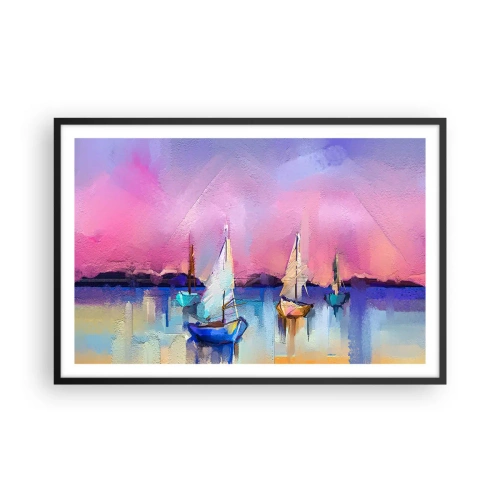 Poster in einem schwarzem Rahmen - Richtung: breites Wasser - 91x61 cm