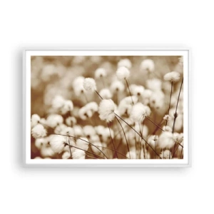 Poster in einem weißen Rahmen - Flauschiges Kornfeld - 100x70 cm