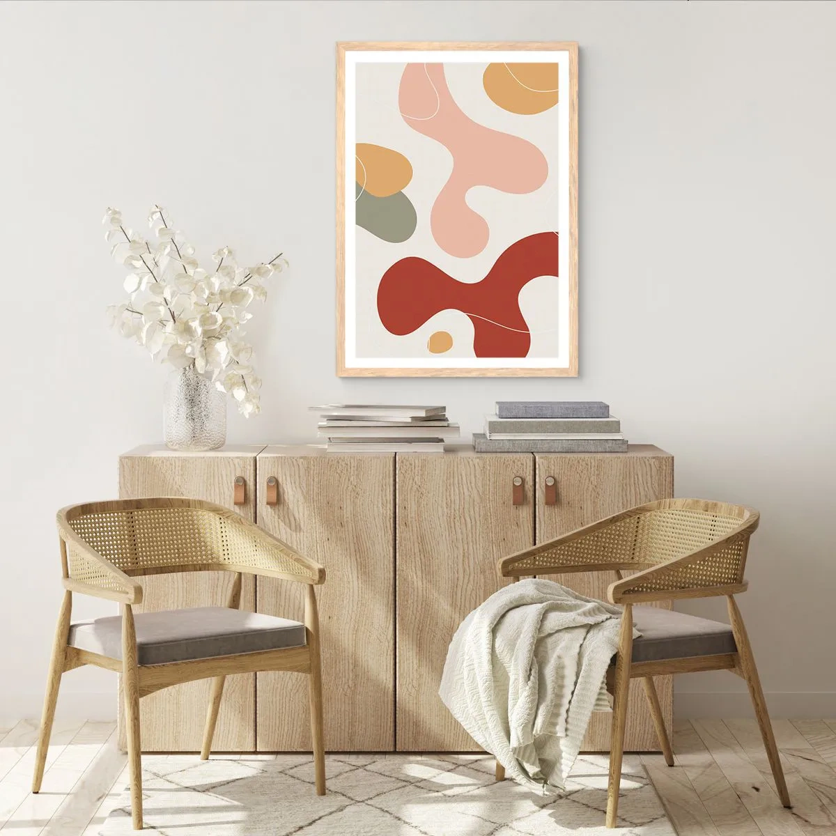 Poster in einem Rahmen aus heller Eiche - Kringel oder Schnörkel? - 70x100 cm