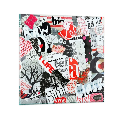 Glasbild - Bild auf glas - Hipster-Collage - 70x70 cm