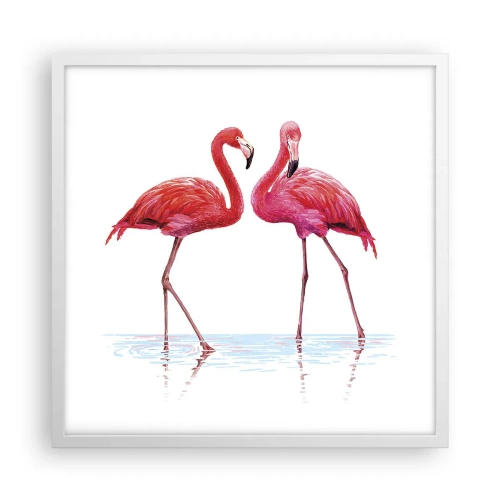 Poster in einem weißen Rahmen - Rosa randez-vous - 50x50 cm