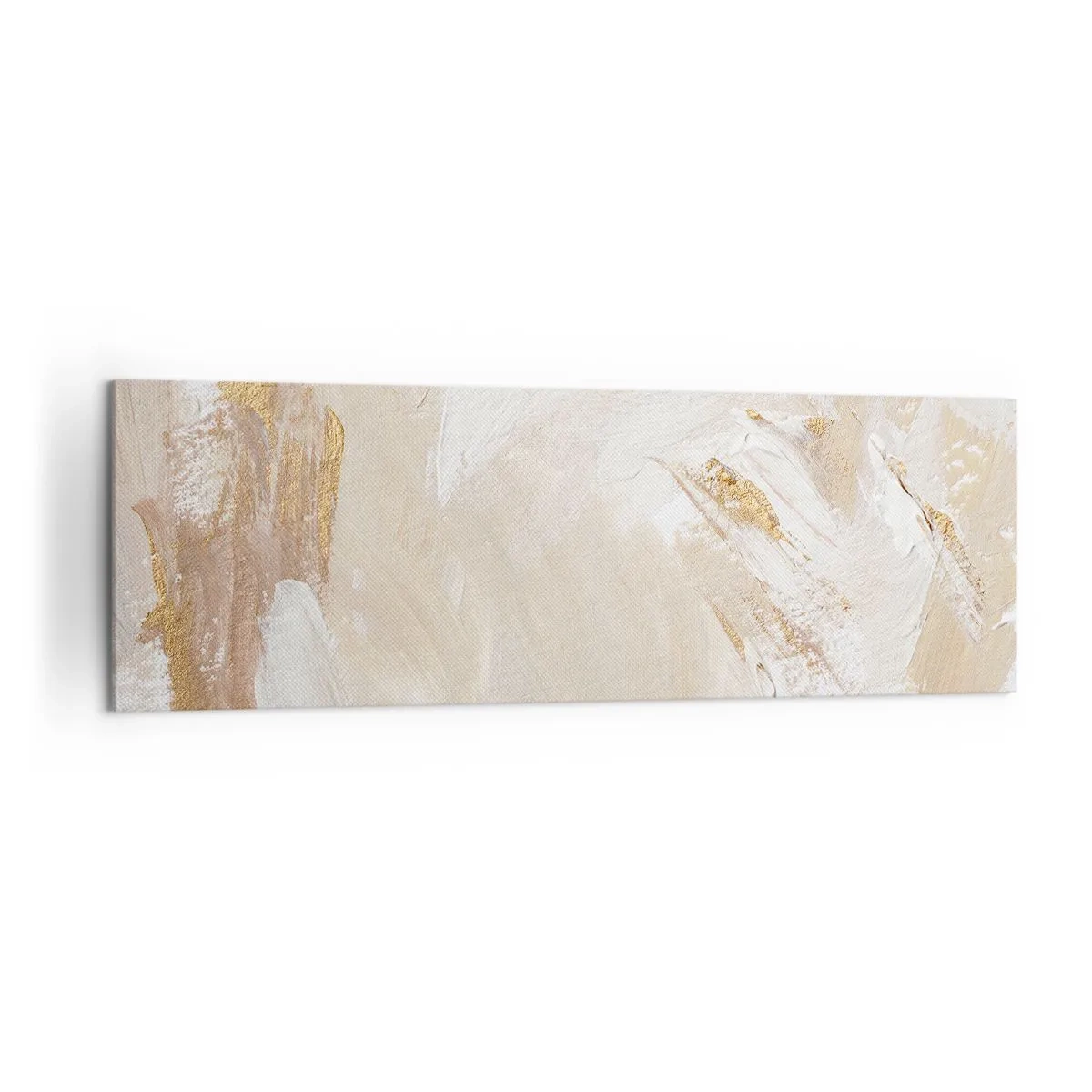 Bild auf Leinwand - Leinwandbild - Zarte abstrakte Töne in Beige- und Goldtönen - 160x50cm - Pastellkomposition - Moderne Wanddekoration für Wohnzimmer und Schlafzimmer ARTTOR