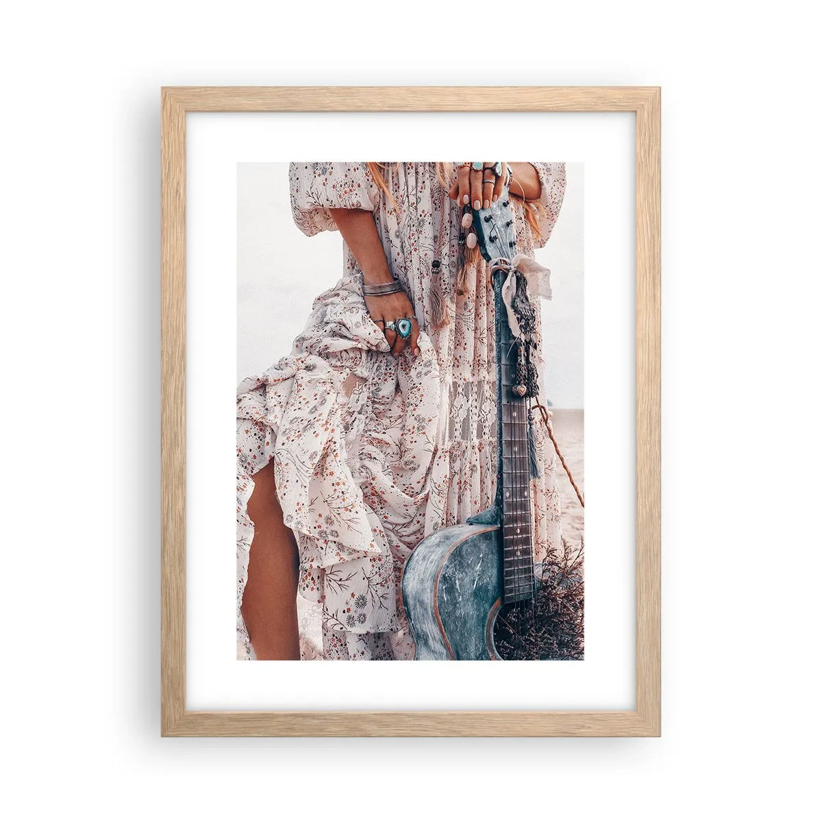 Poster in einem Rahmen aus heller Eiche - Kinderblumen auf dem Weg - 30x40 cm