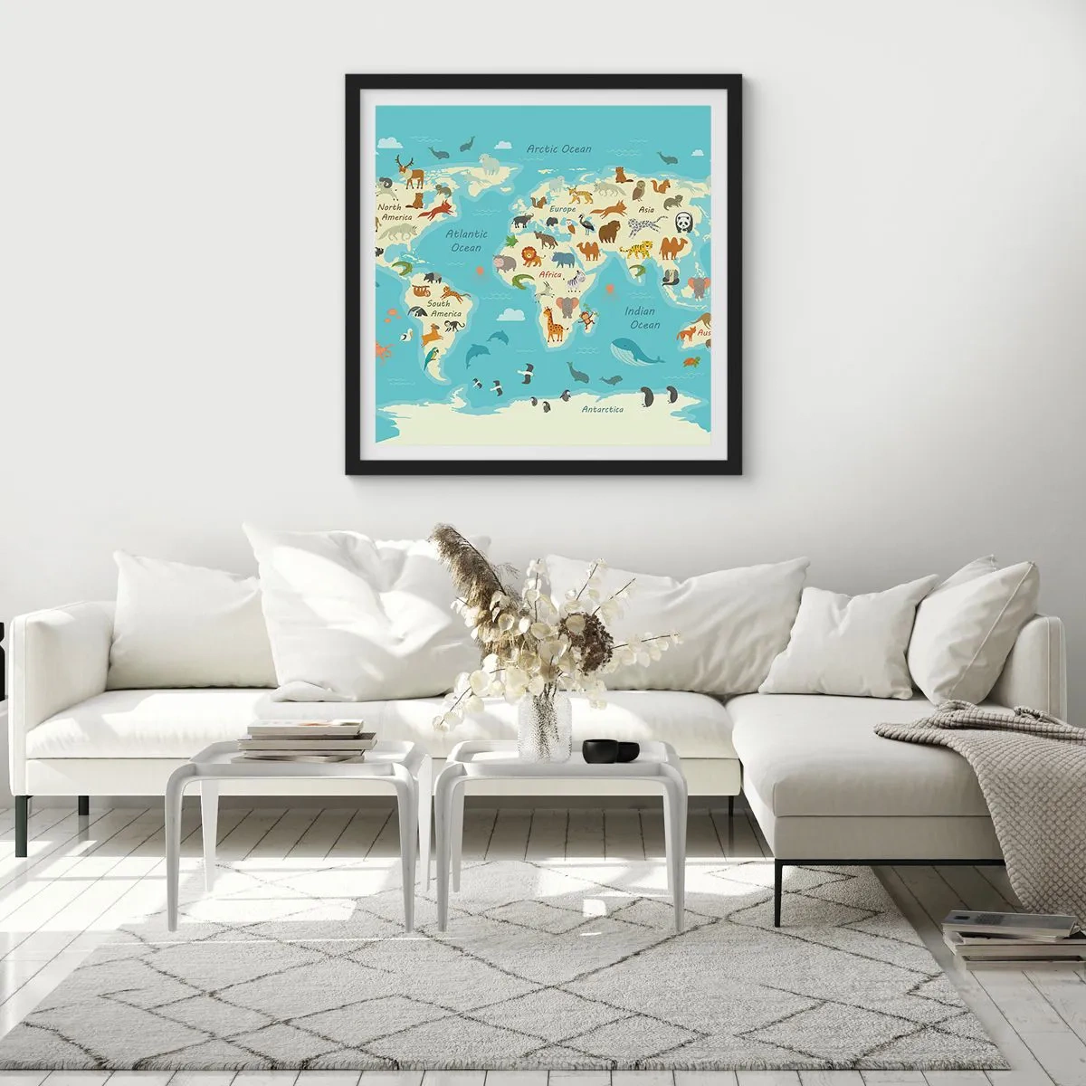 Poster in einem schwarzem Rahmen - Gute Nachbarn - 60x60 cm